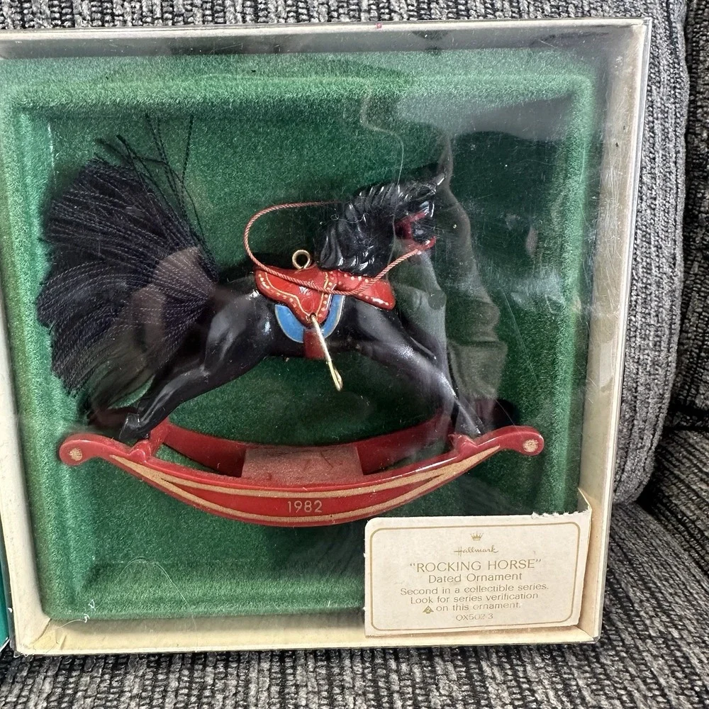 Lot / 6 Vintage Hallmark Rocking Horse Series 2, 4 + Keepsake Christmas Ornament